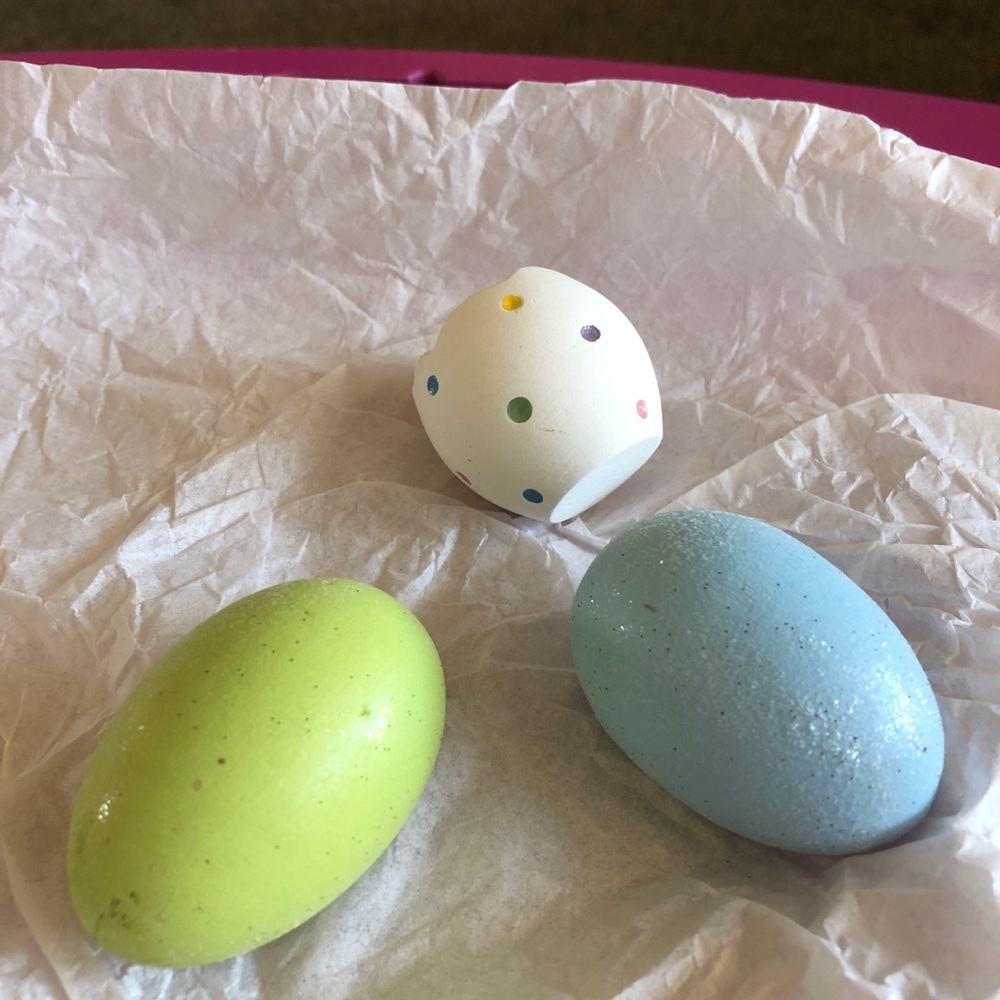 NWOT - Blue & Green Eggs - Polka Dot Candle Egg - Picture 3 of 8